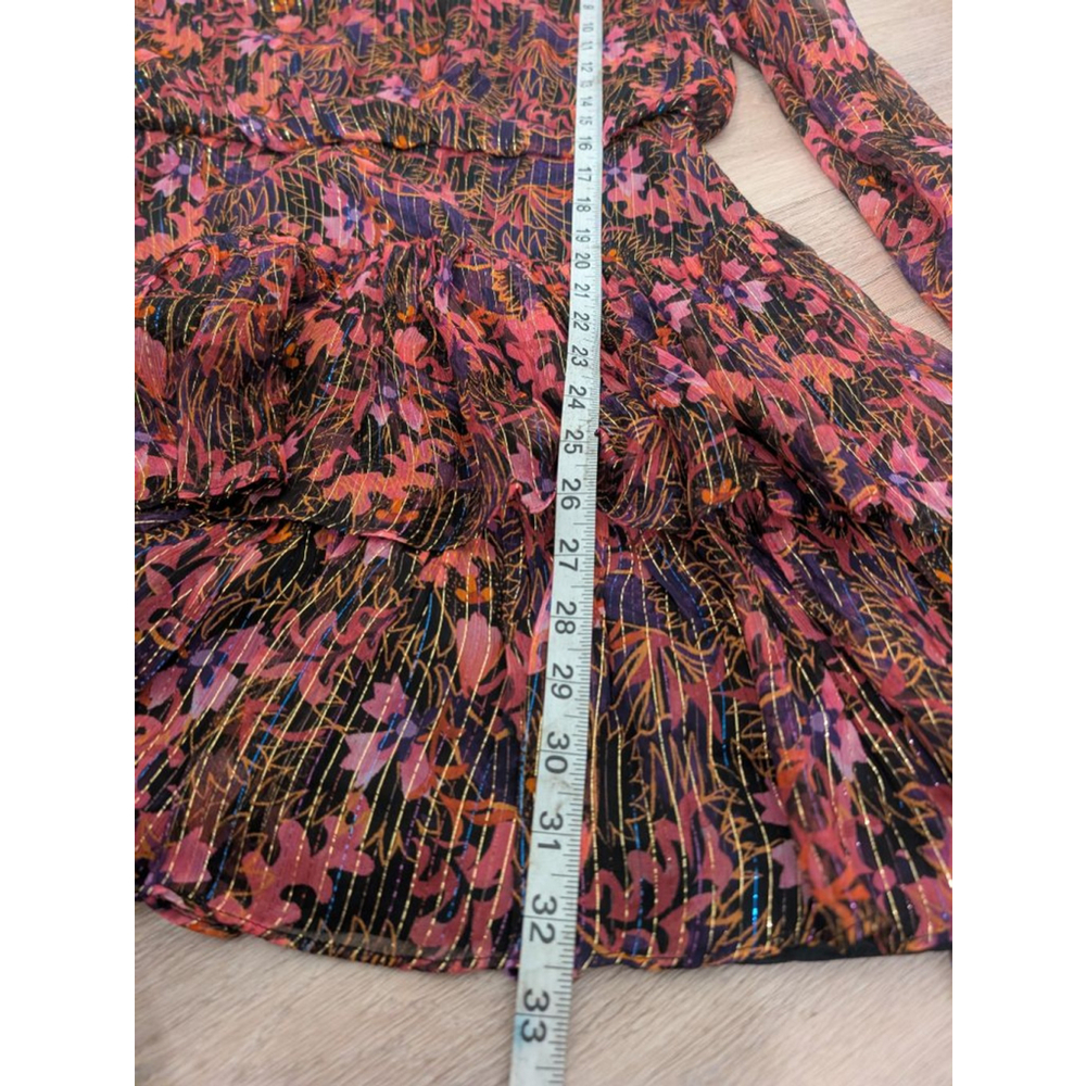 Saloni Ava B Silk Tiered Floral Sheer Long Sleeve Dress Canopy Sz 6 Whimsigoth - Picture 12 of 12